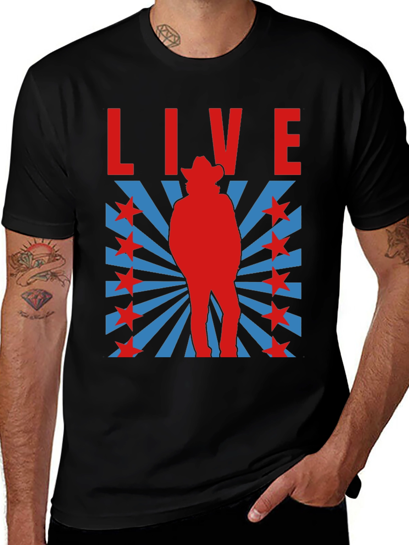 Retro Cowboy Graphic T-Shirt - Black