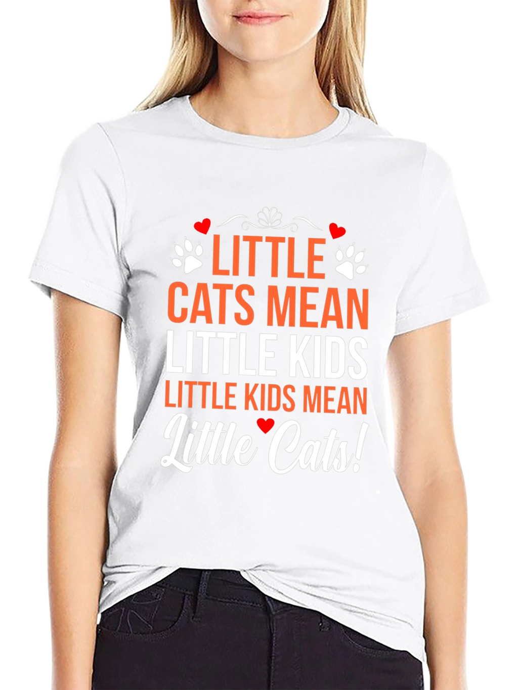 Little Cats Mean Little Kids Black Graphic T-Shirt