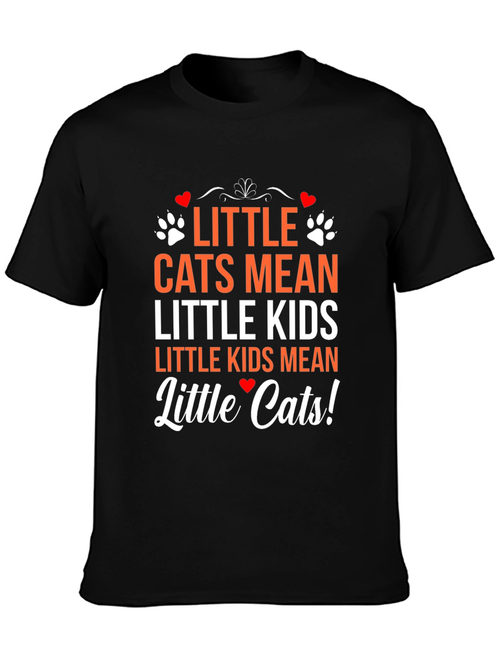 Little Cats Mean Little Kids Black Graphic T-Shirt