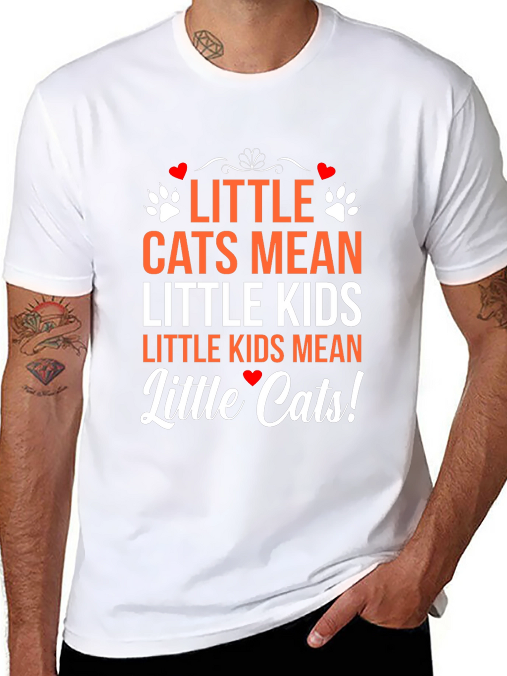 Little Cats Mean Little Kids Black Graphic T-Shirt
