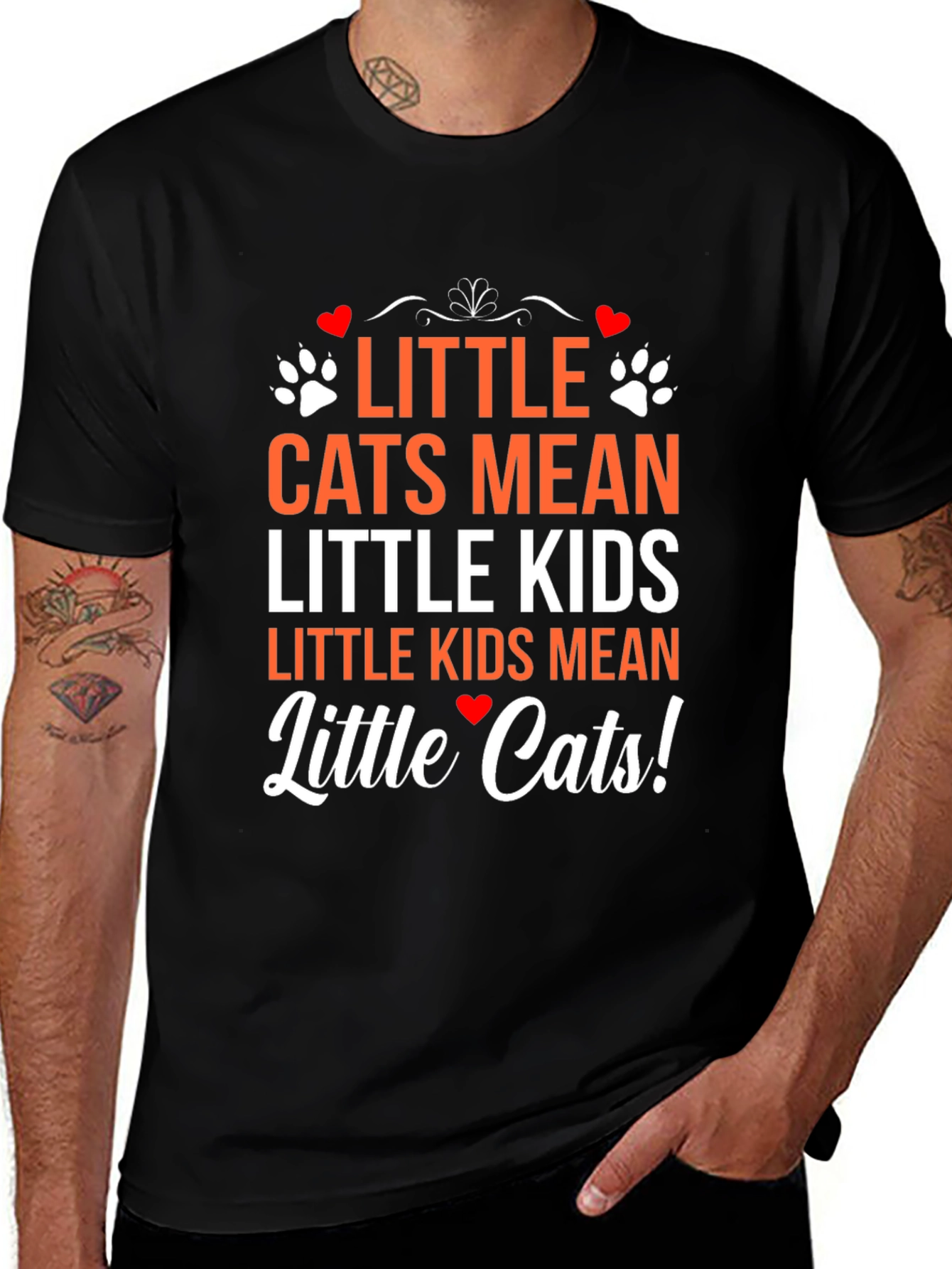 Little Cats Mean Little Kids Black Graphic T-Shirt