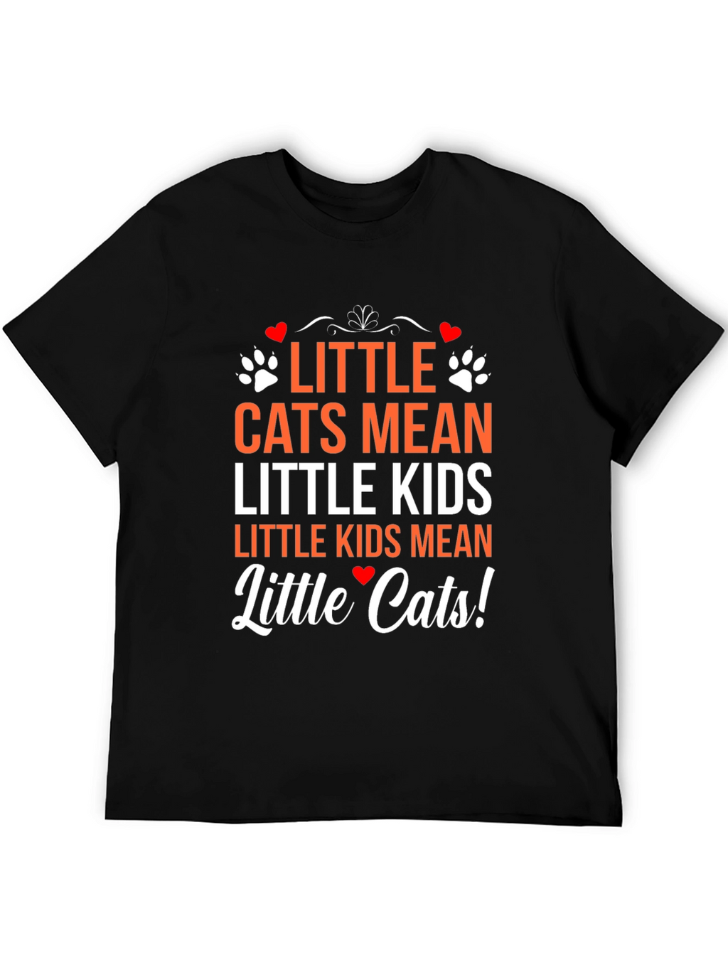 Little Cats Mean Little Kids Black Graphic T-Shirt