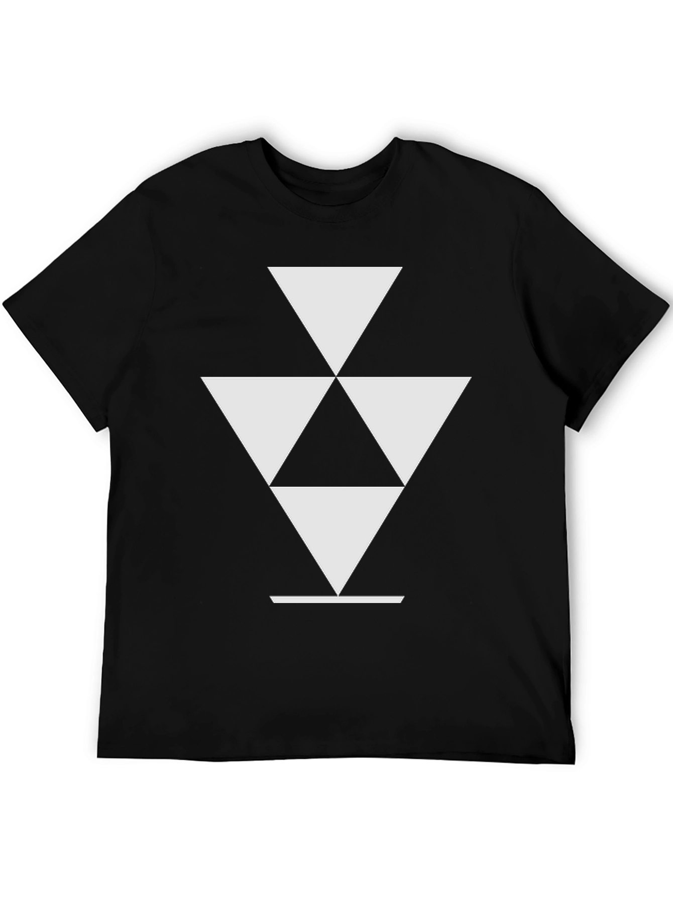Geometric Triangle Graphic Tee - Stylish Black T-Shirt