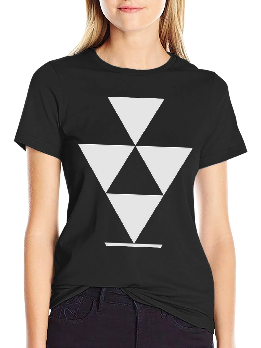 Geometric Triangle Graphic Tee - Stylish Black T-Shirt