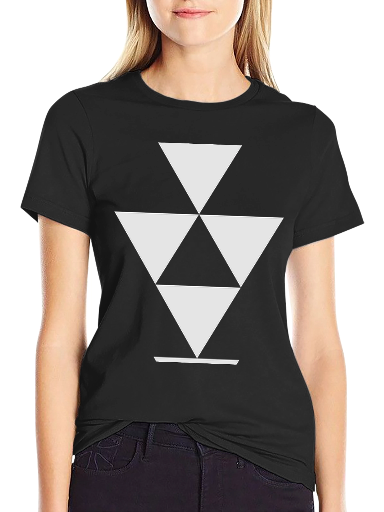 Geometric Triangle Graphic Tee - Stylish Black T-Shirt