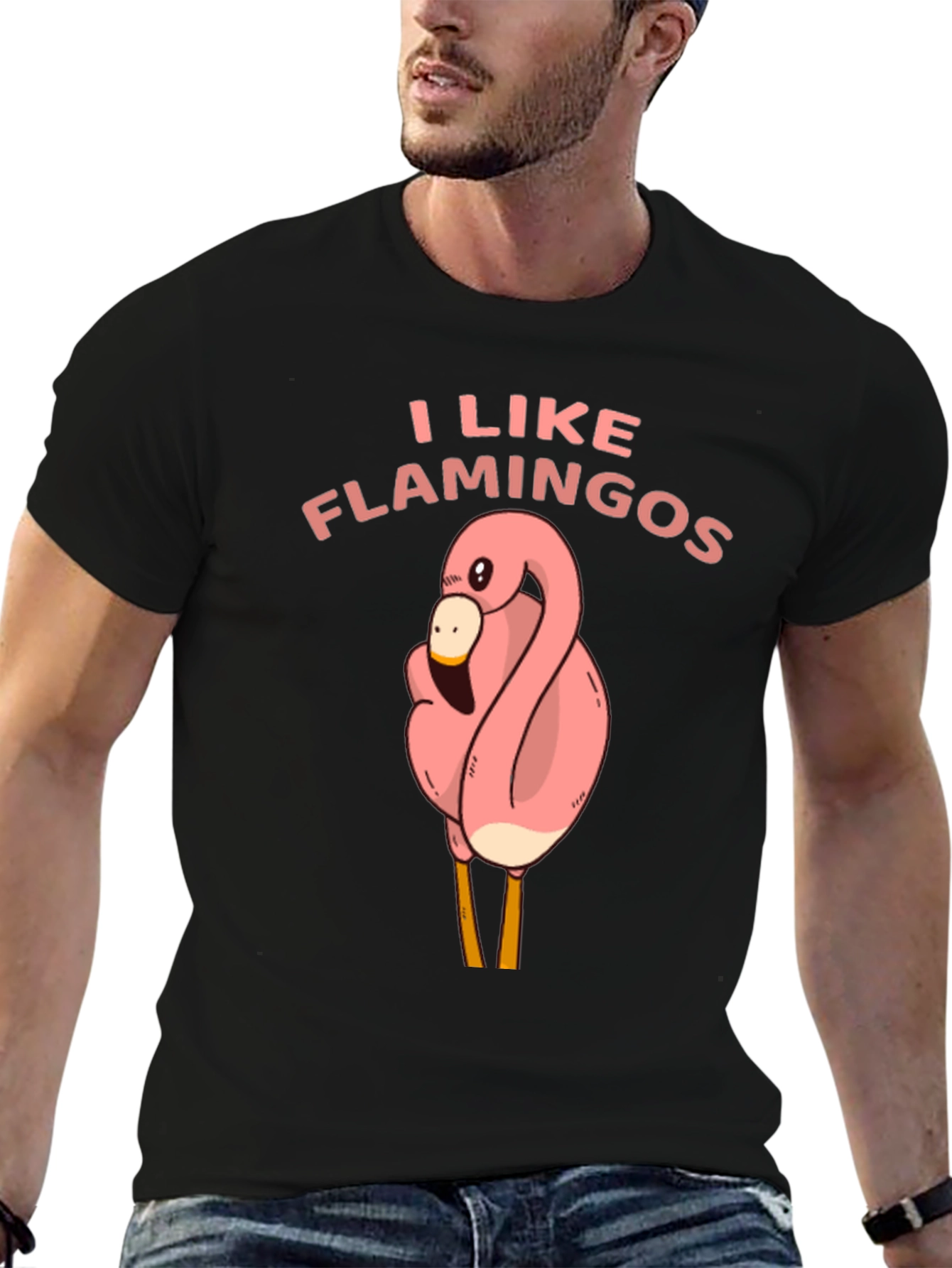 I Like Flamingos Black T-Shirt