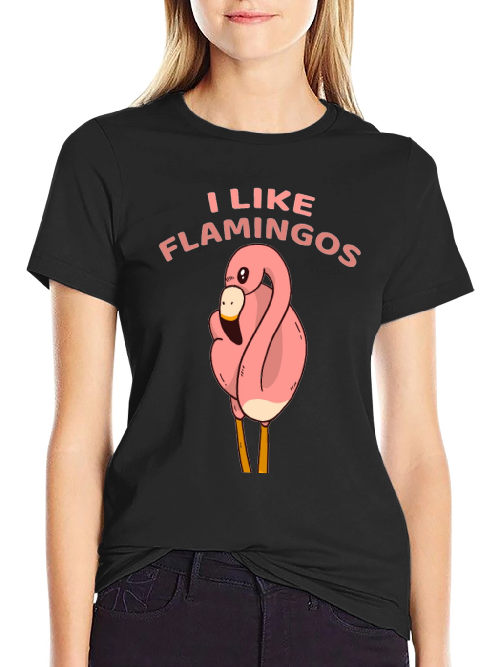 I Like Flamingos Black T-Shirt