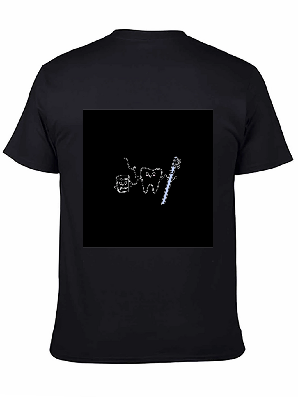 Cute Dental Cartoon Black T-Shirt