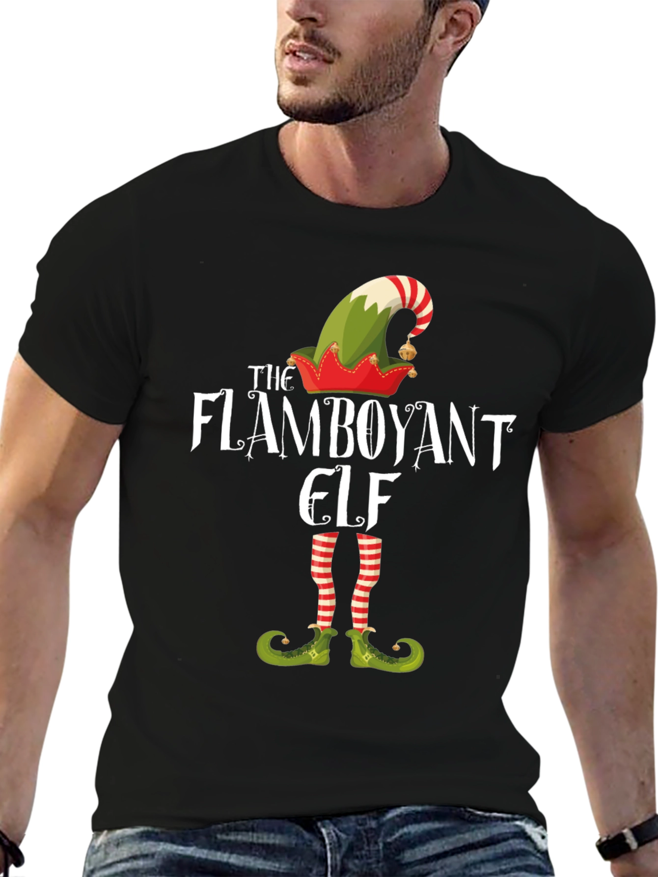 Flamboyant Elf Graphic Tee - Holiday T-Shirt