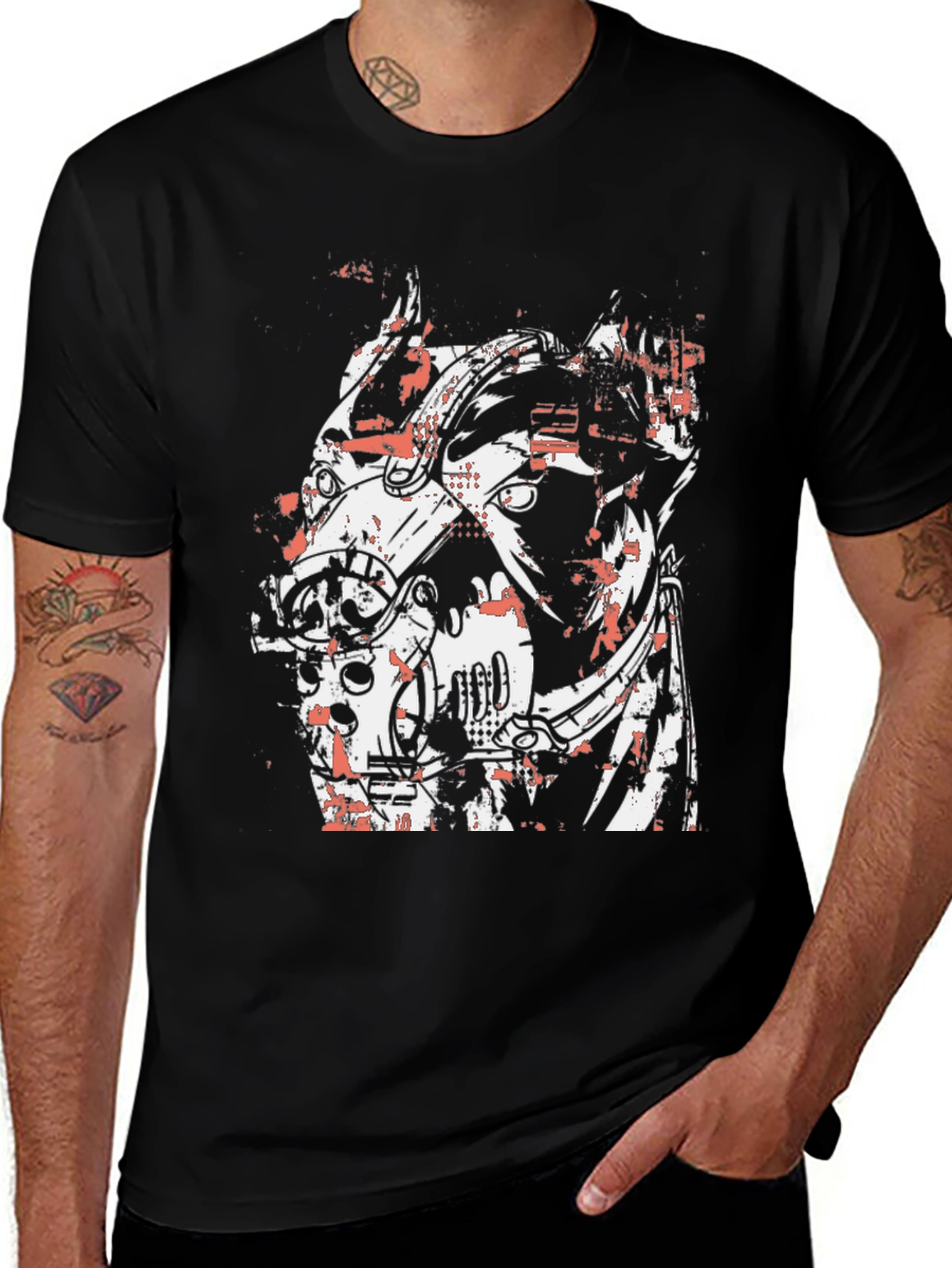 Abstract Graphic Print Black Crew Neck T-Shirt
