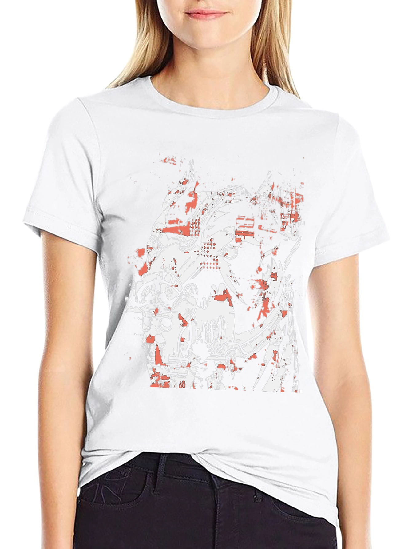 Abstract Graphic Print Black Crew Neck T-Shirt