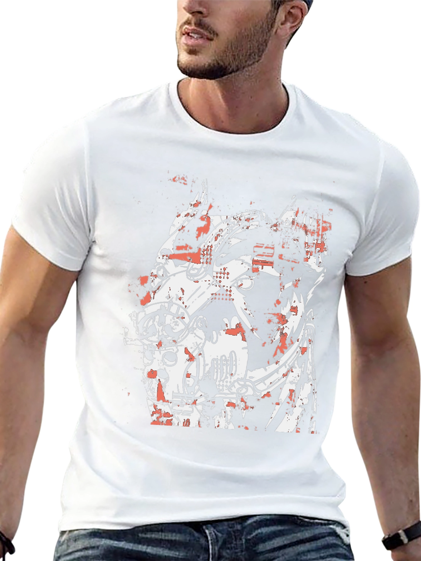 Abstract Graphic Print Black Crew Neck T-Shirt