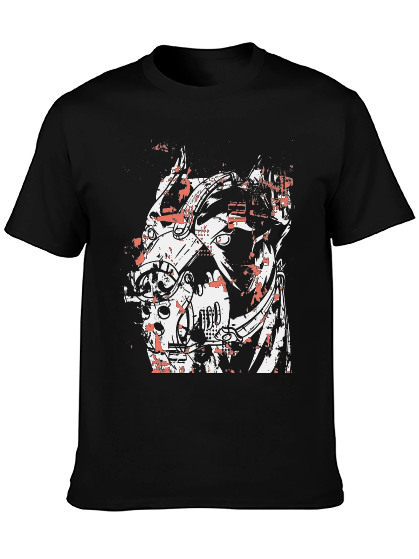 Abstract Graphic Print Black Crew Neck T-Shirt