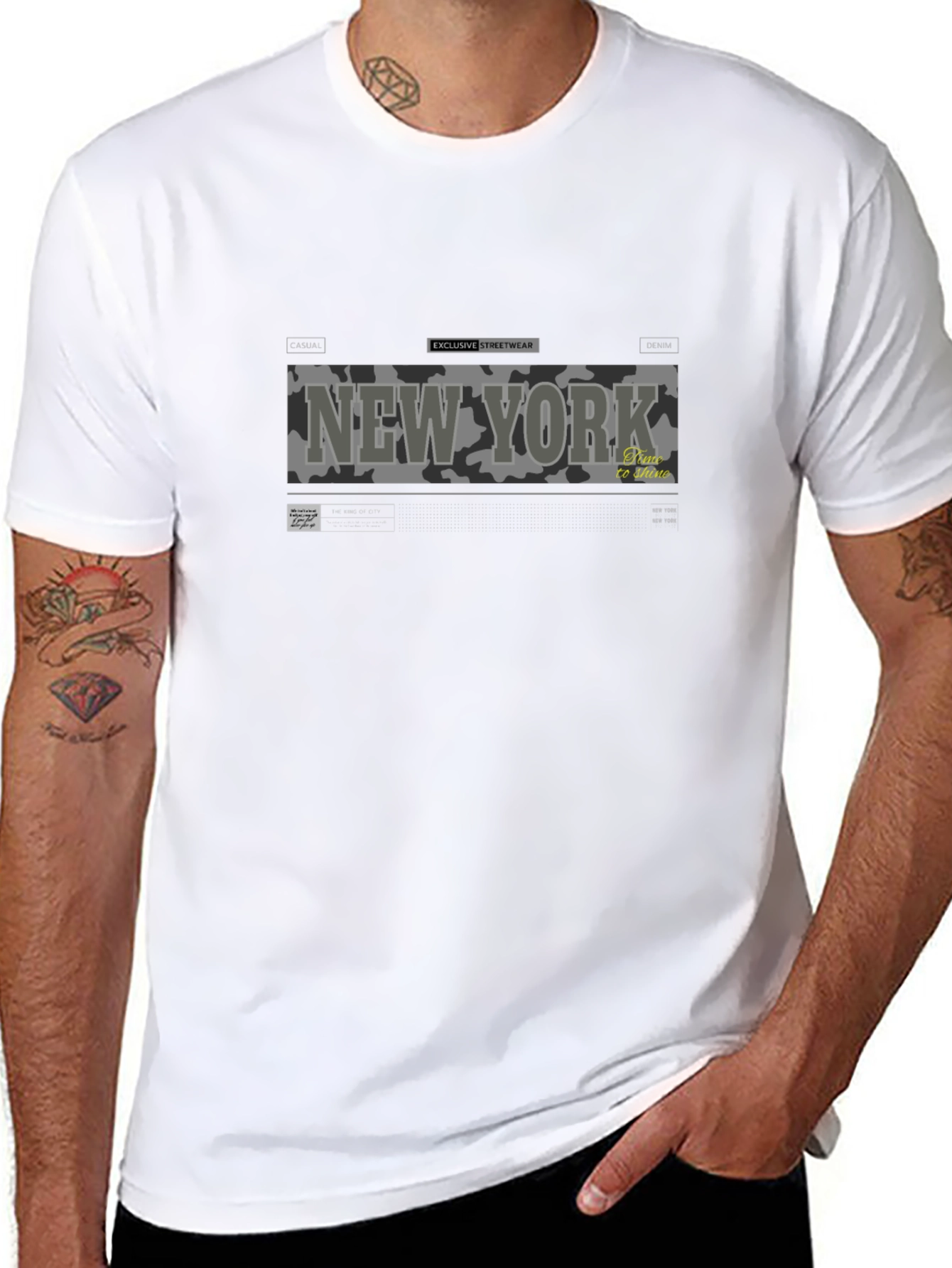 New York Camo Print Graphic Tee