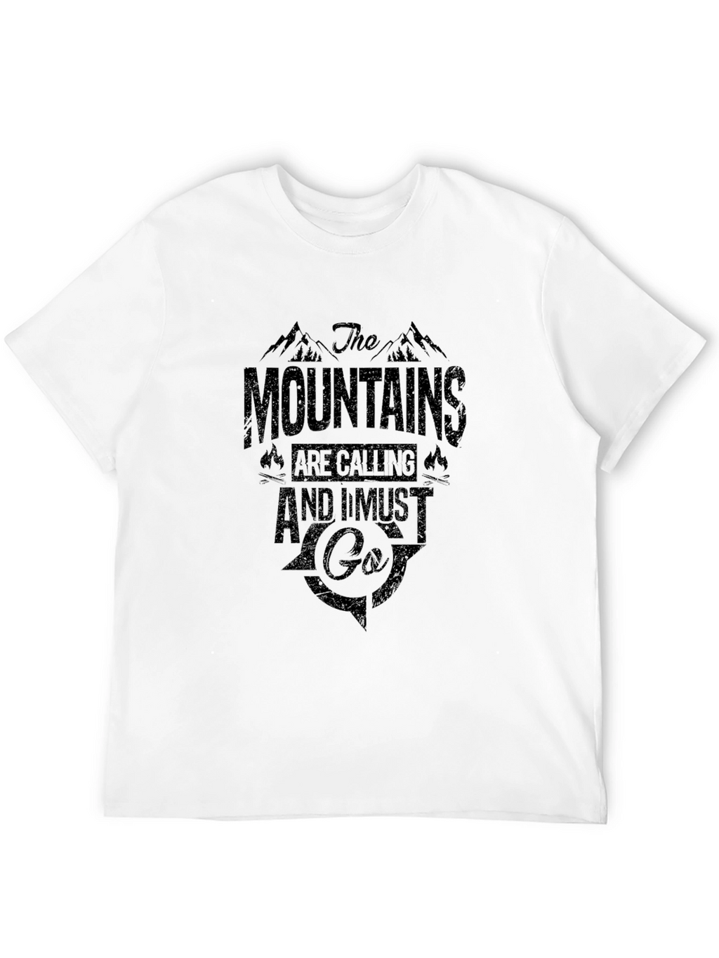 Mountains Calling Graphic Tee - Black Cotton T-Shirt