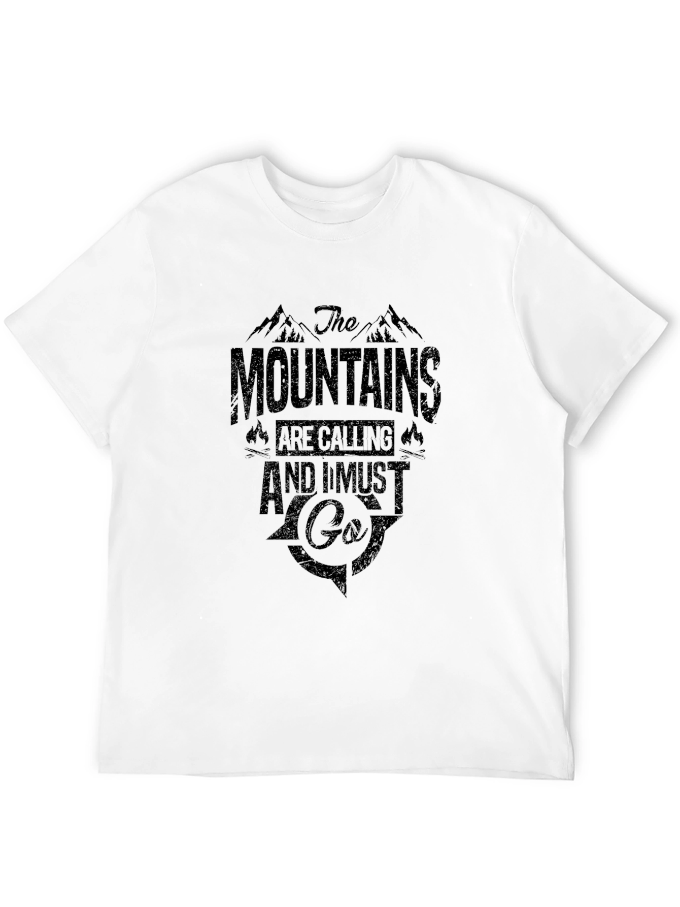 Mountains Calling Graphic Tee - Black Cotton T-Shirt