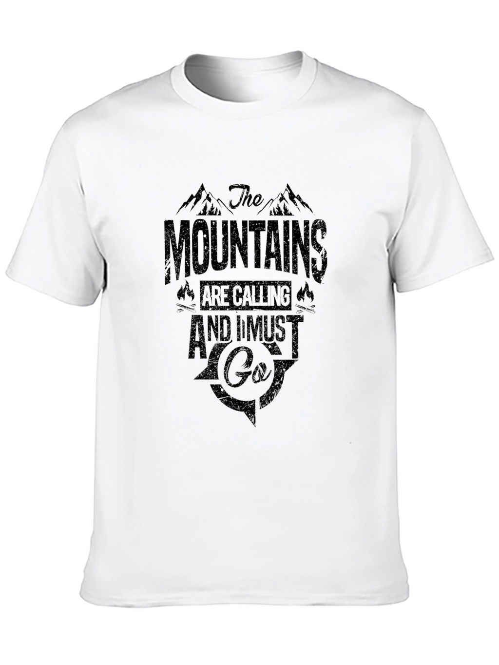 Mountains Calling Graphic Tee - Black Cotton T-Shirt