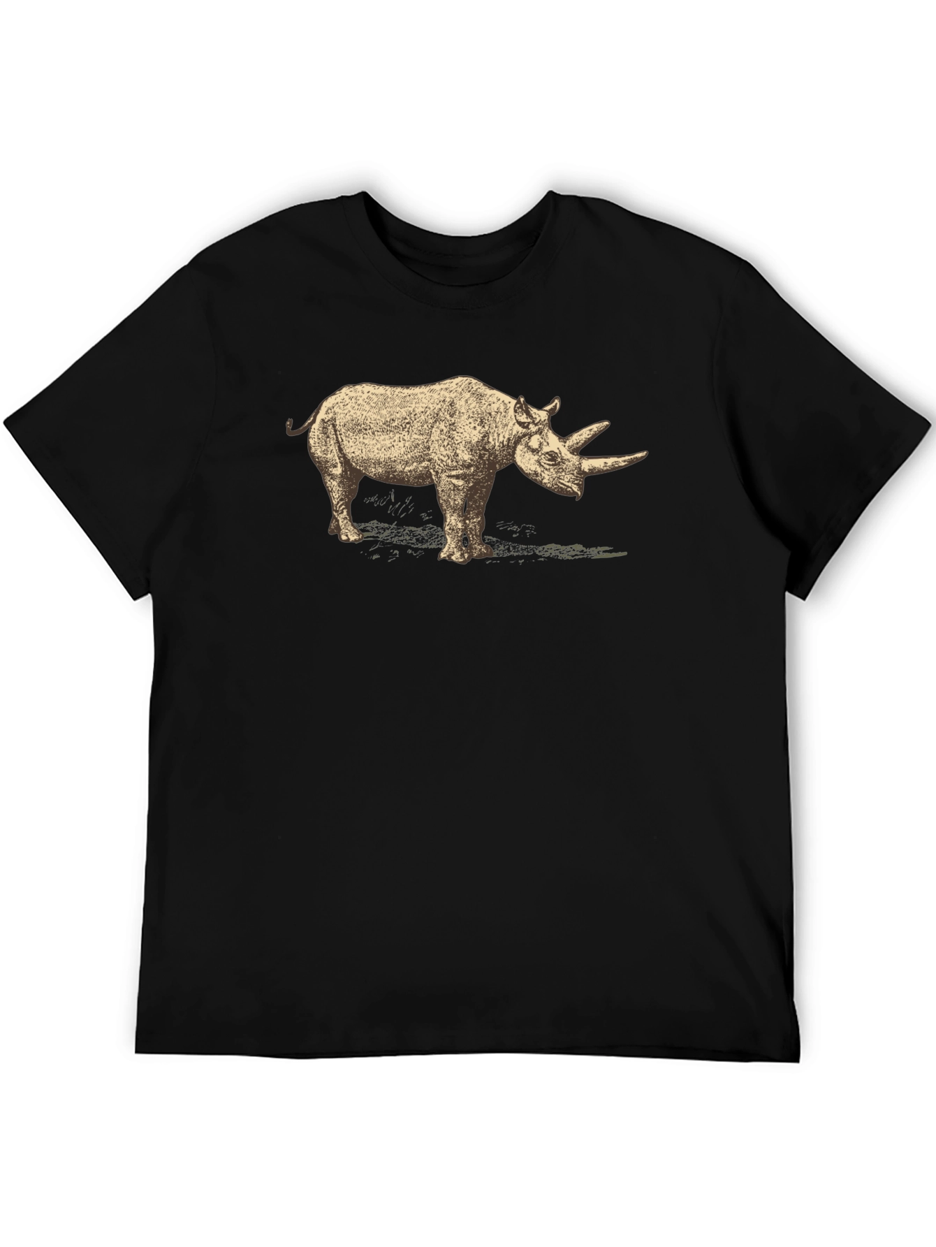 Rhino Graphic Tee - Black Cotton T-Shirt