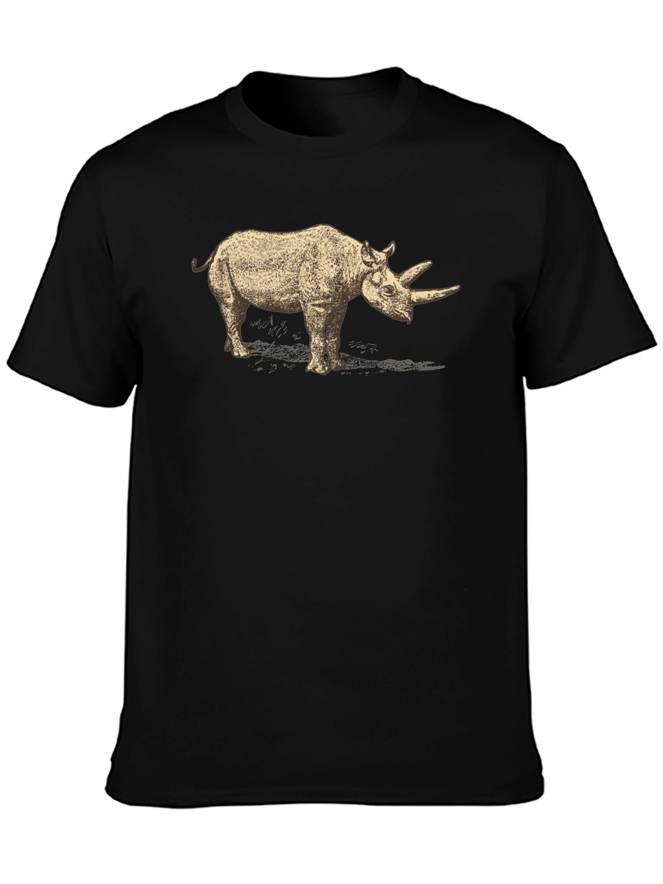 Rhino Graphic Tee - Black Cotton T-Shirt