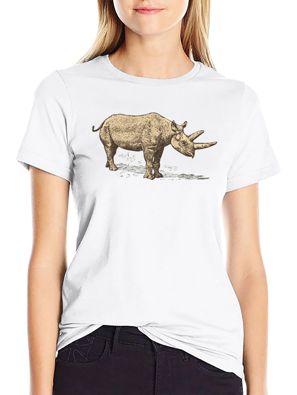Rhino Graphic Tee - Black Cotton T-Shirt