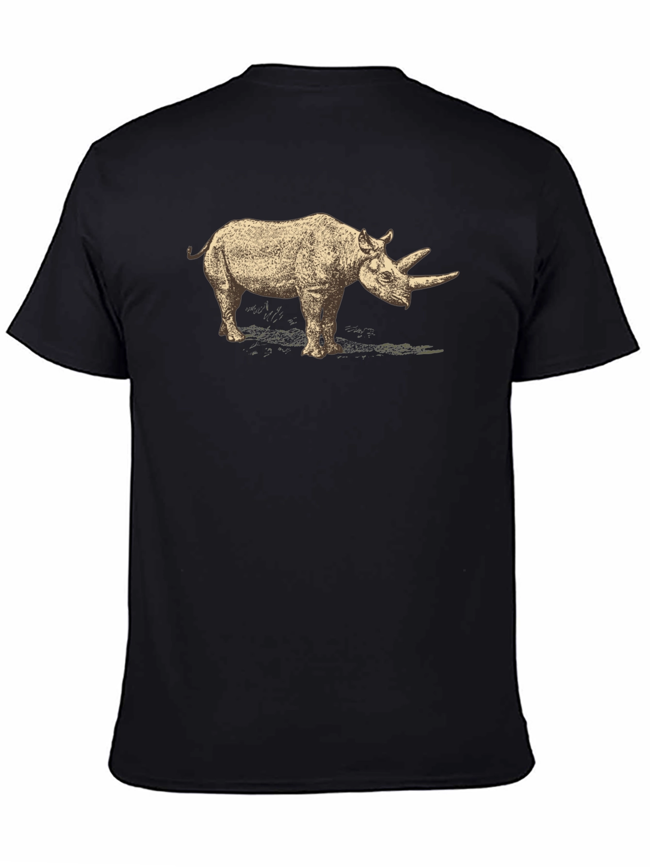 Rhino Graphic Tee - Black Cotton T-Shirt