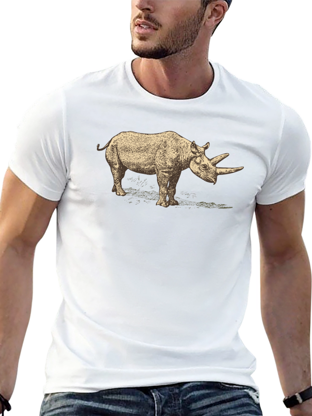 Rhino Graphic Tee - Black Cotton T-Shirt