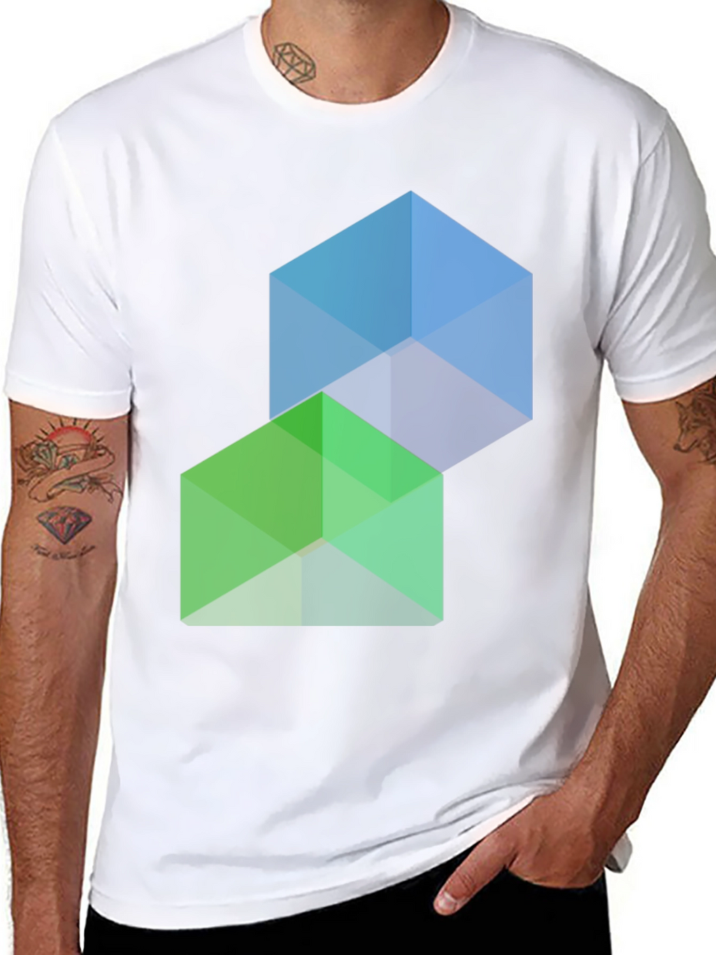 Geometric Cube Graphic Tee - Modern Style