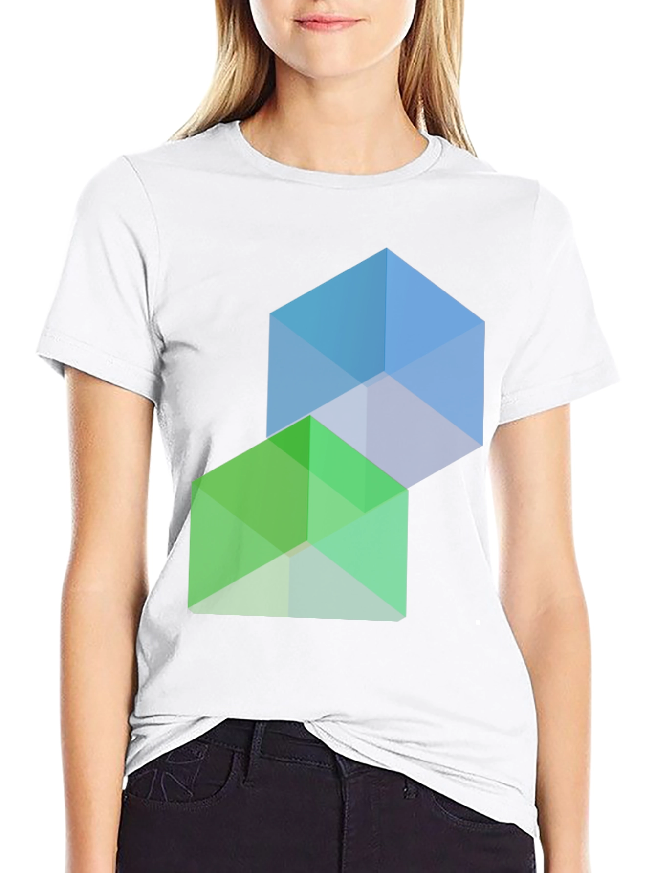 Geometric Cube Graphic Tee - Modern Style