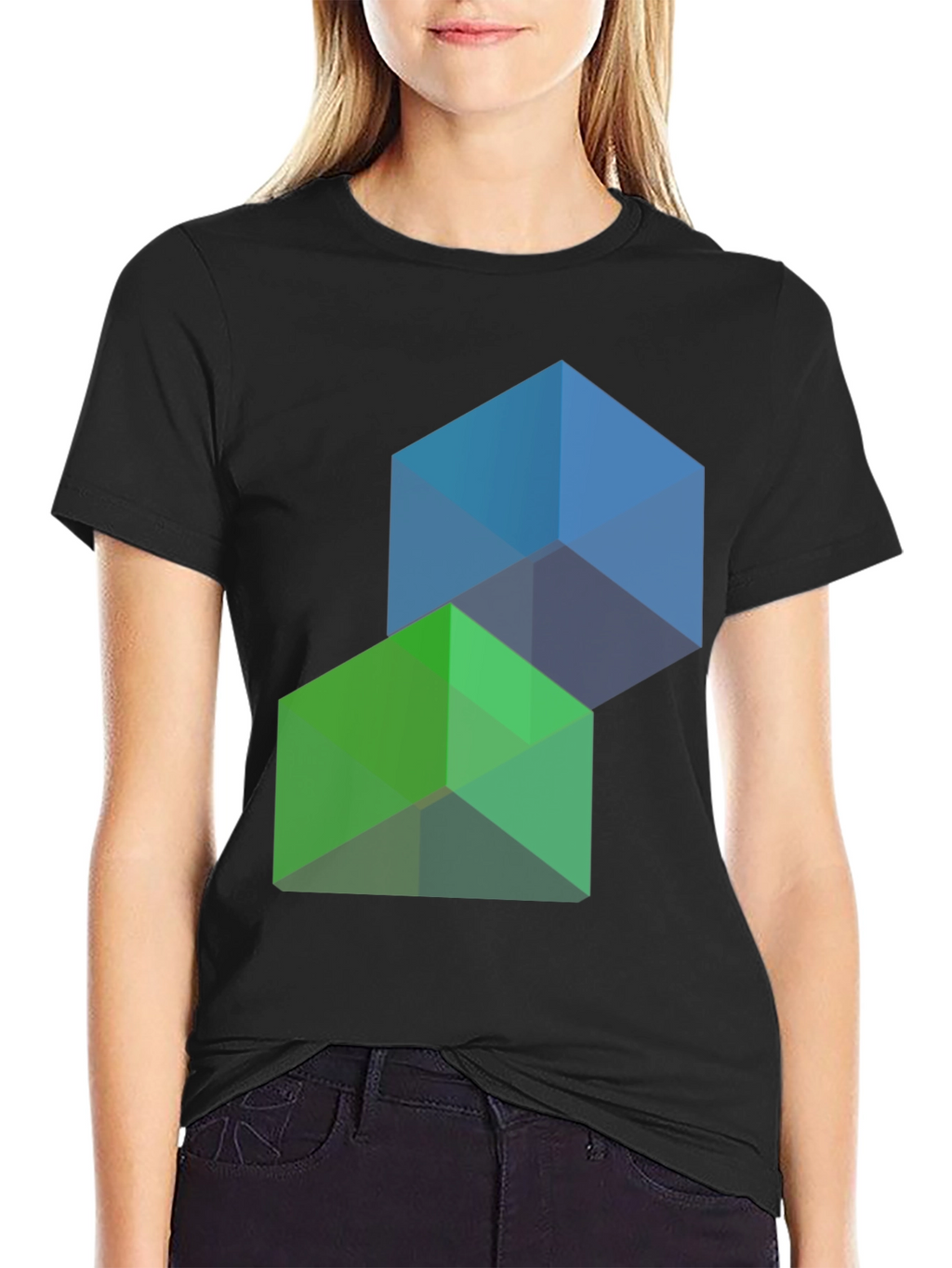 Geometric Cube Graphic Tee - Modern Style