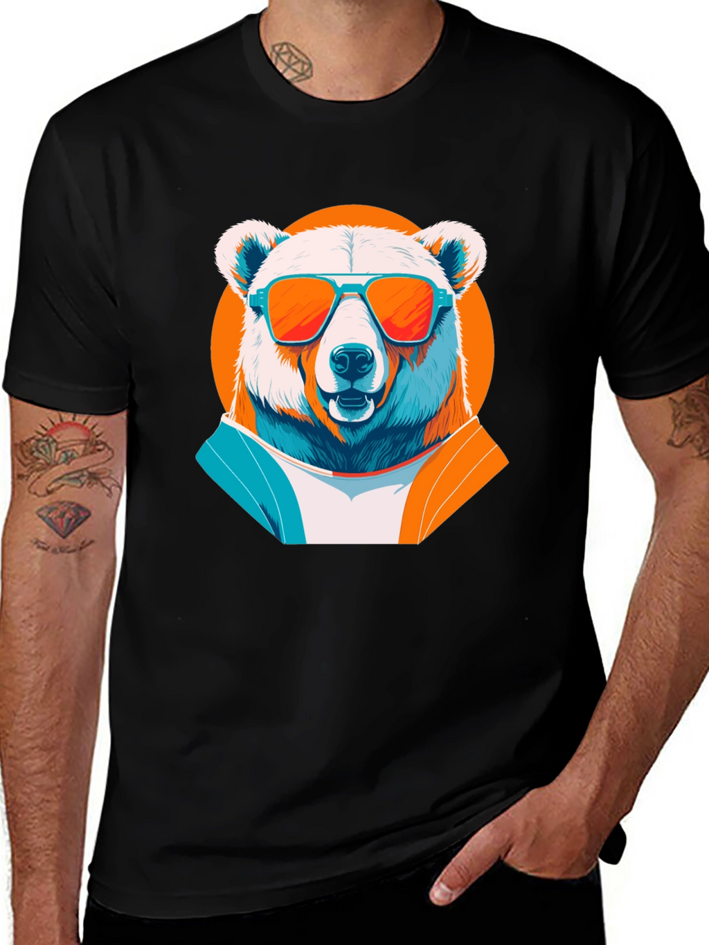 Cool Bear Graphic Tee -  Trendy Black T-Shirt