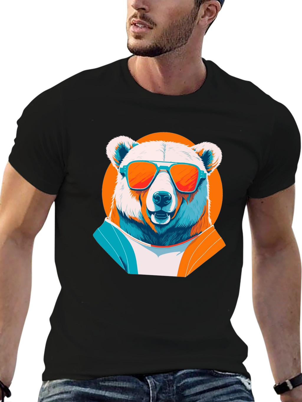 Cool Bear Graphic Tee -  Trendy Black T-Shirt