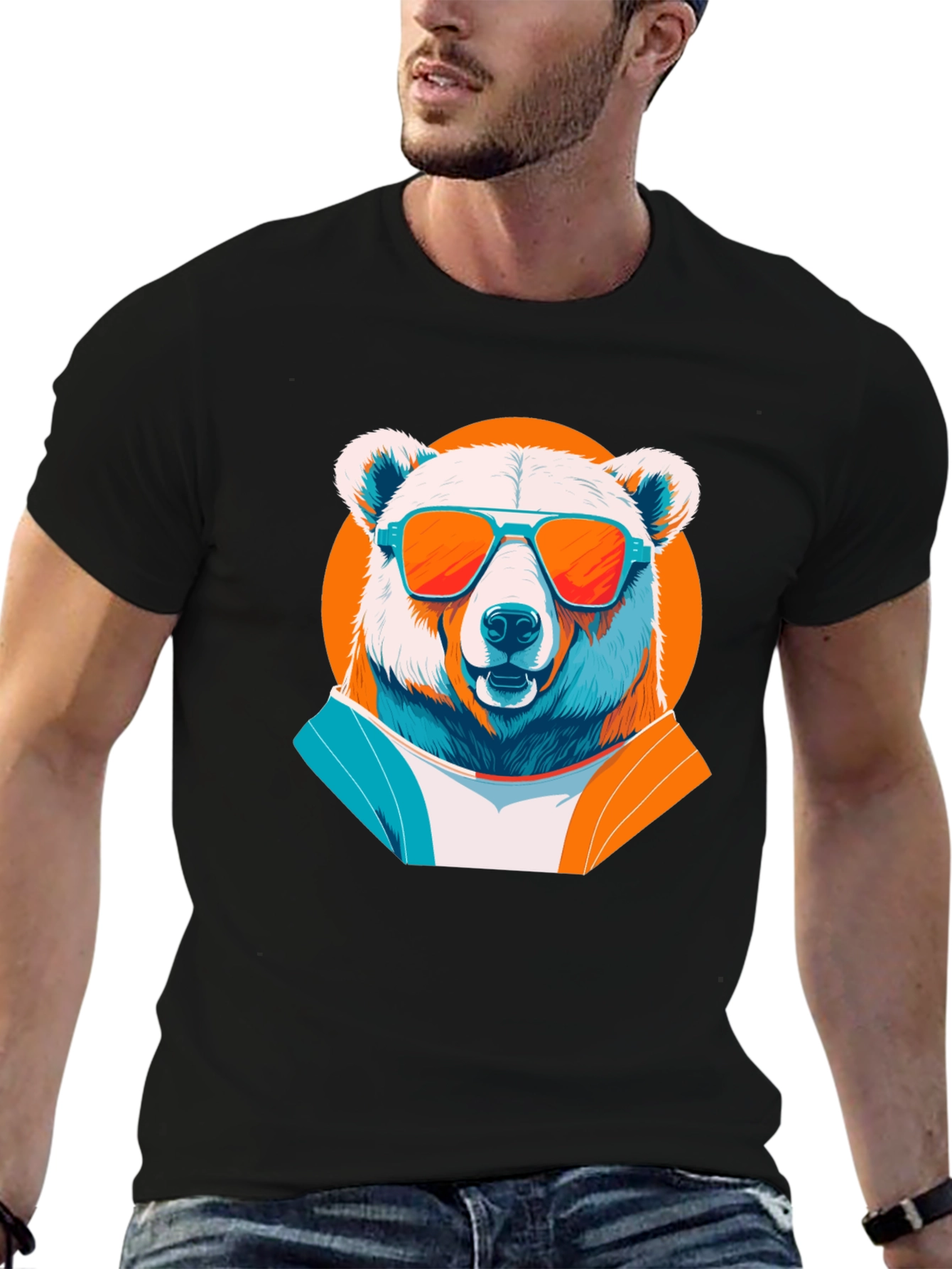 Cool Bear Graphic Tee -  Trendy Black T-Shirt