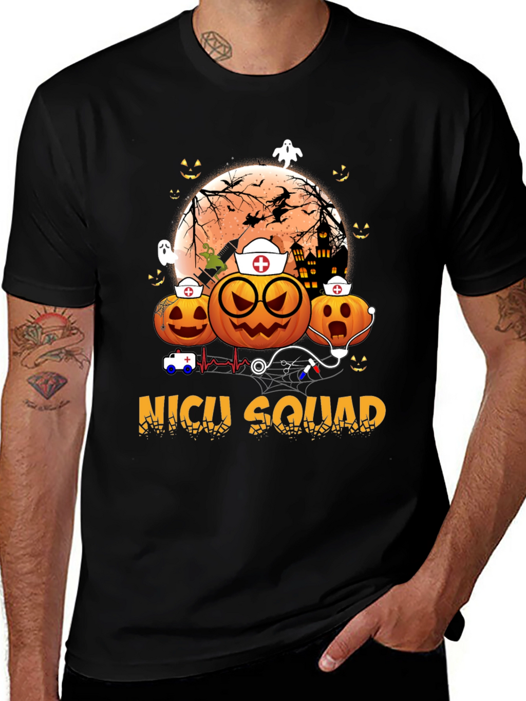NICU Squad Halloween Nurse Pumpkin T-Shirt
