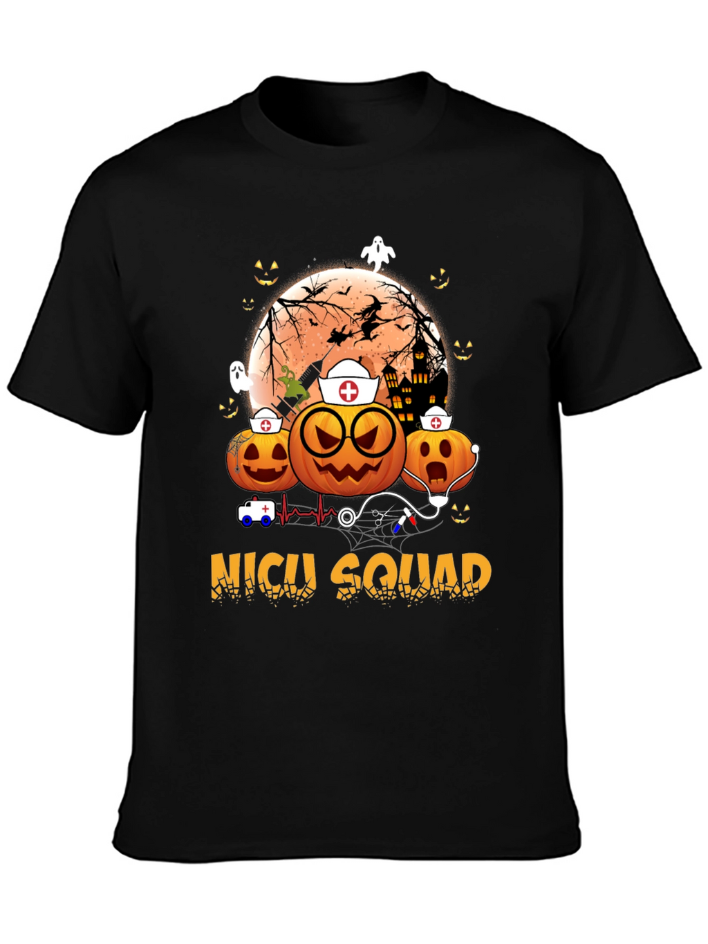 NICU Squad Halloween Nurse Pumpkin T-Shirt