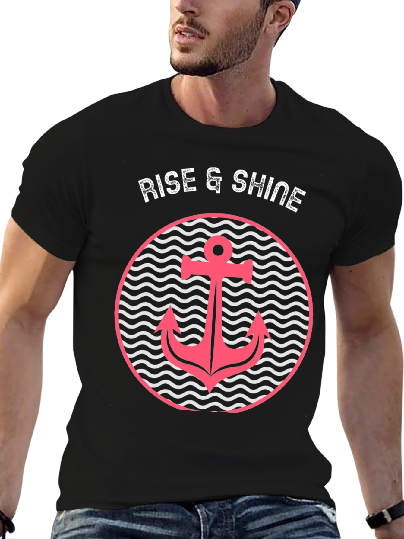 Rise & Shine Anchor Graphic Black Tee