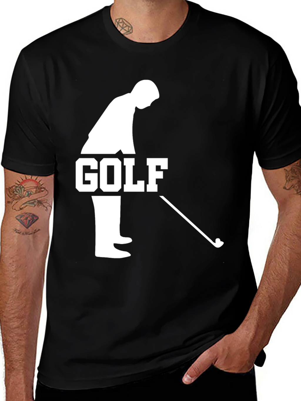 Golf Player Graphic Tee - Casual Mens Black T-Shirt
