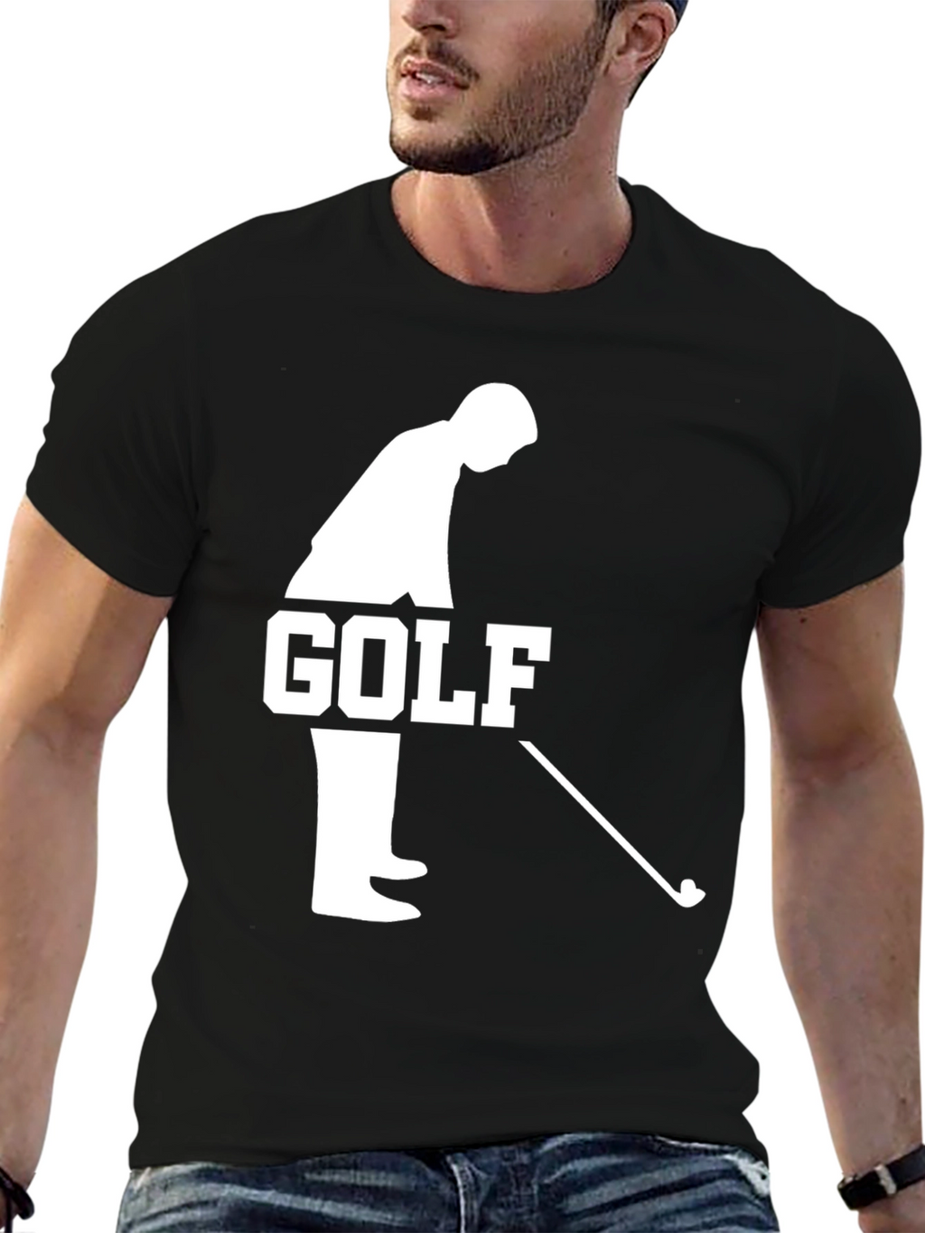 Golf Player Graphic Tee - Casual Mens Black T-Shirt