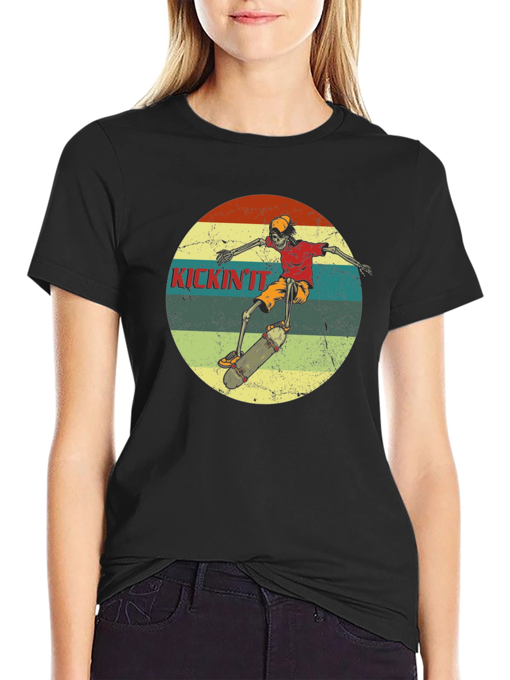Skateboard Skeleton Graphic Tee - Kickin It
