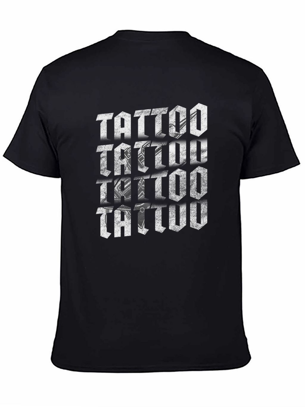Tattoo Print Black Crew Neck T-Shirt