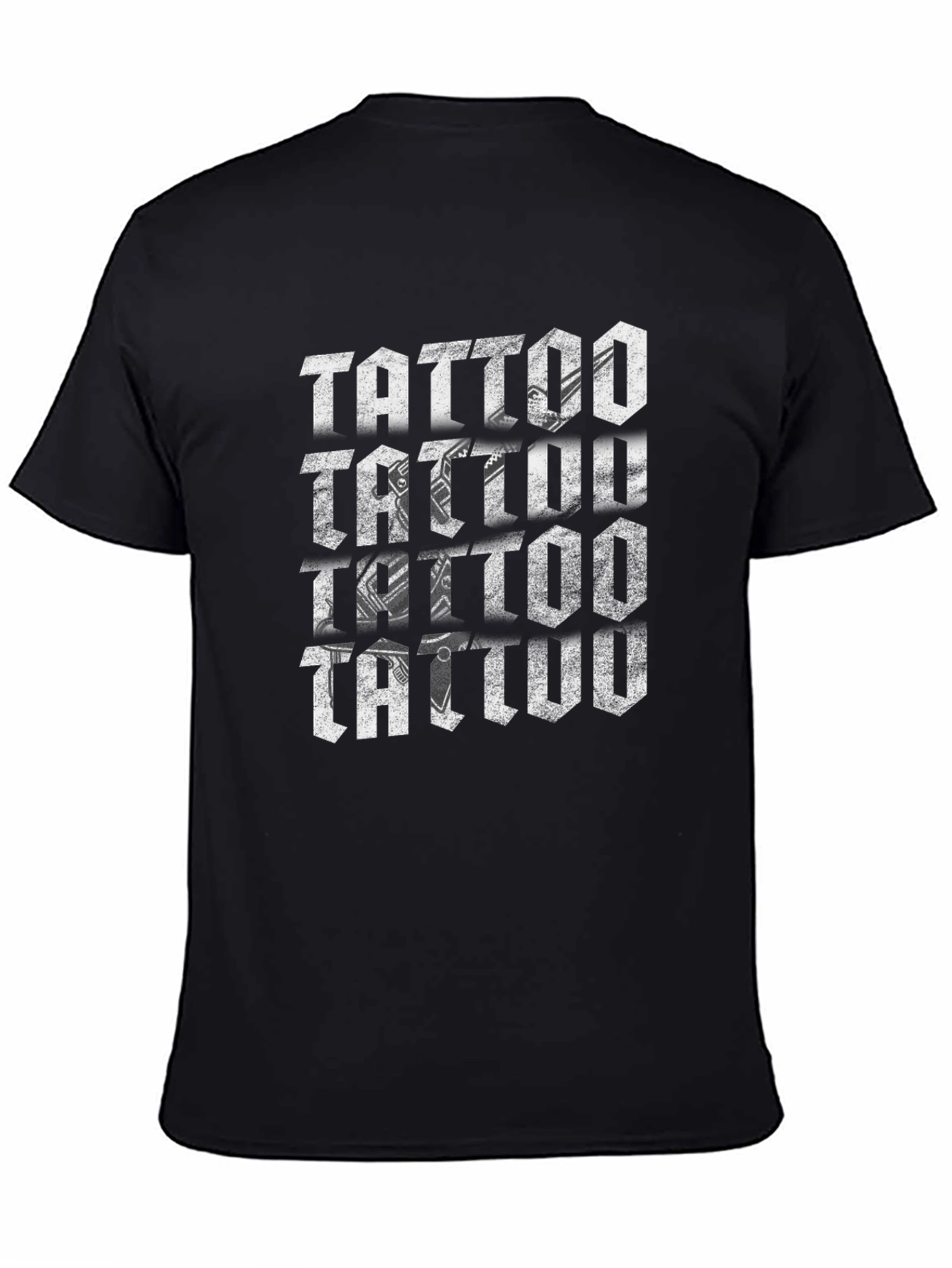 Tattoo Print Black Crew Neck T-Shirt