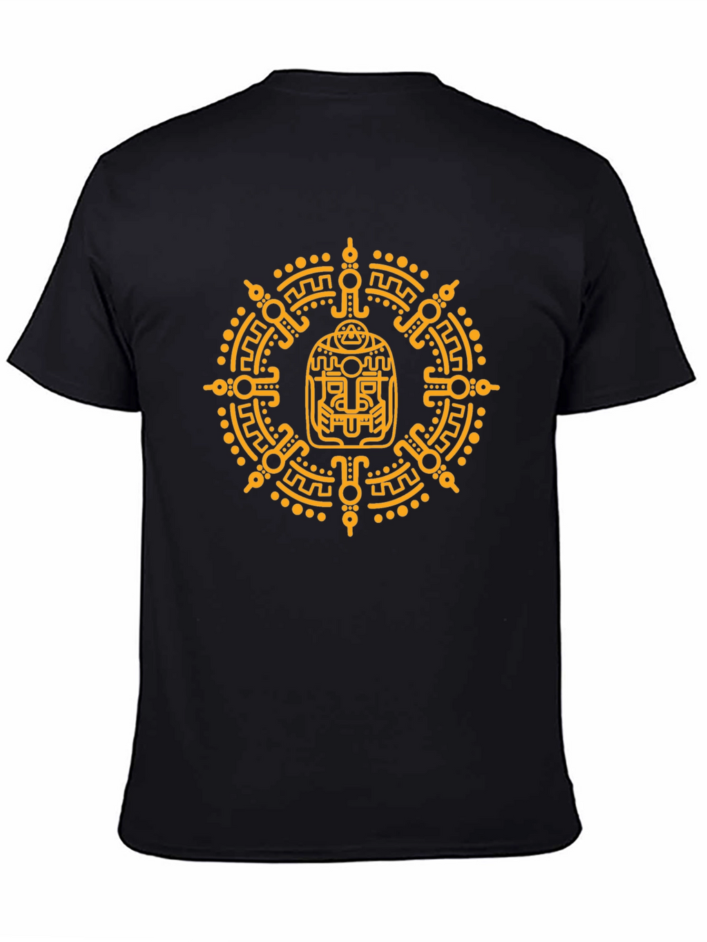 Aztec Glyph Graphic Print T-Shirt - Black