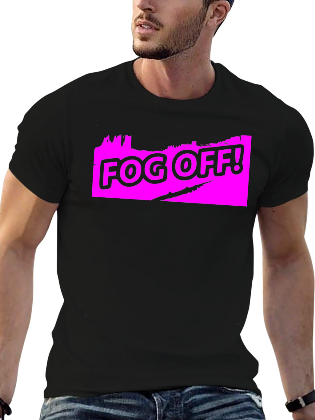Fog Off! Graphic Print Black T-Shirt