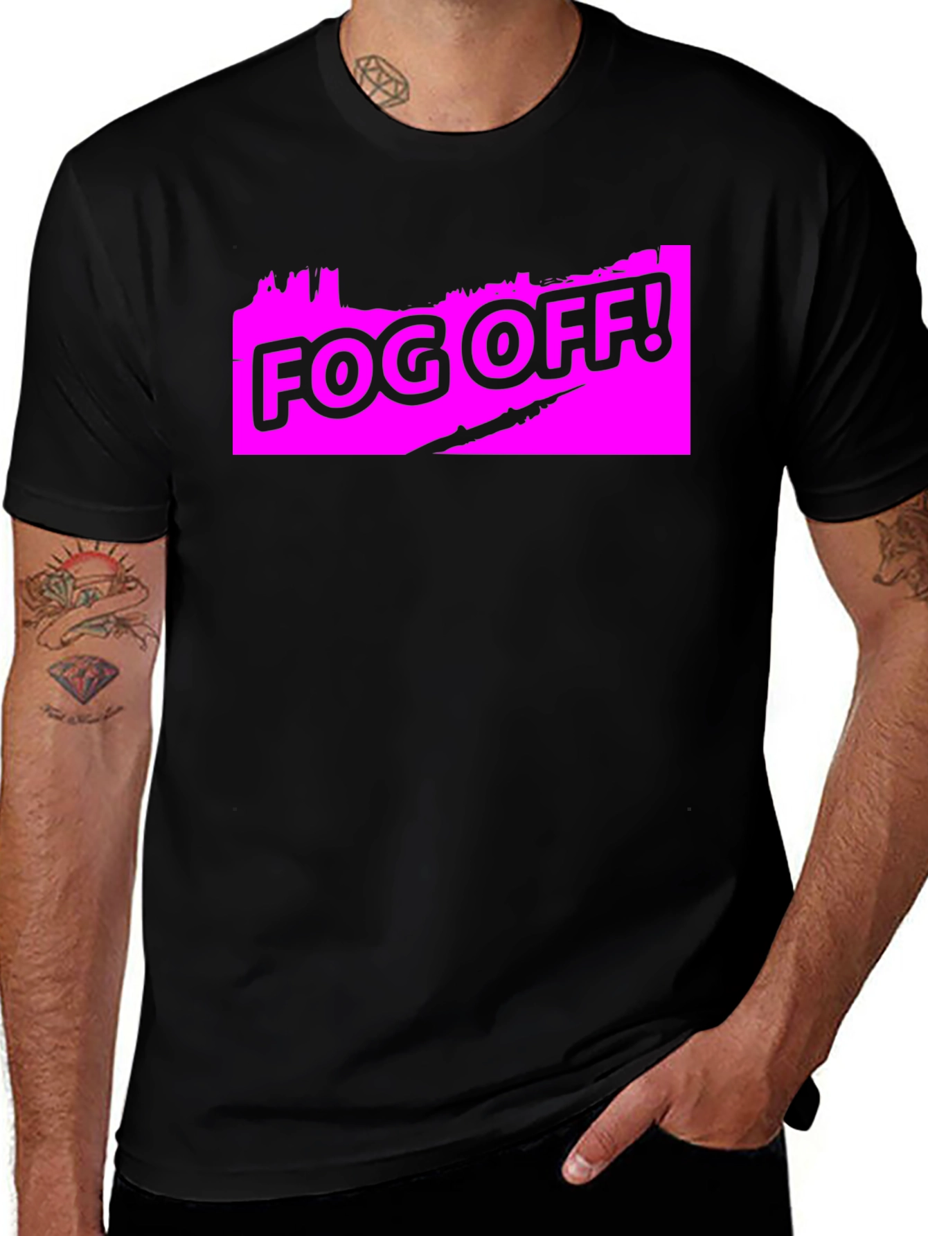 Fog Off! Graphic Print Black T-Shirt
