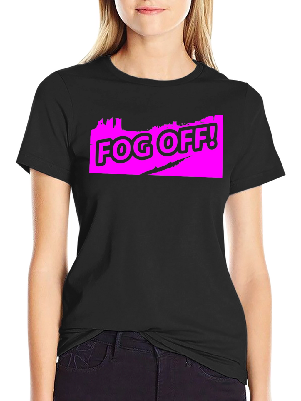Fog Off! Graphic Print Black T-Shirt