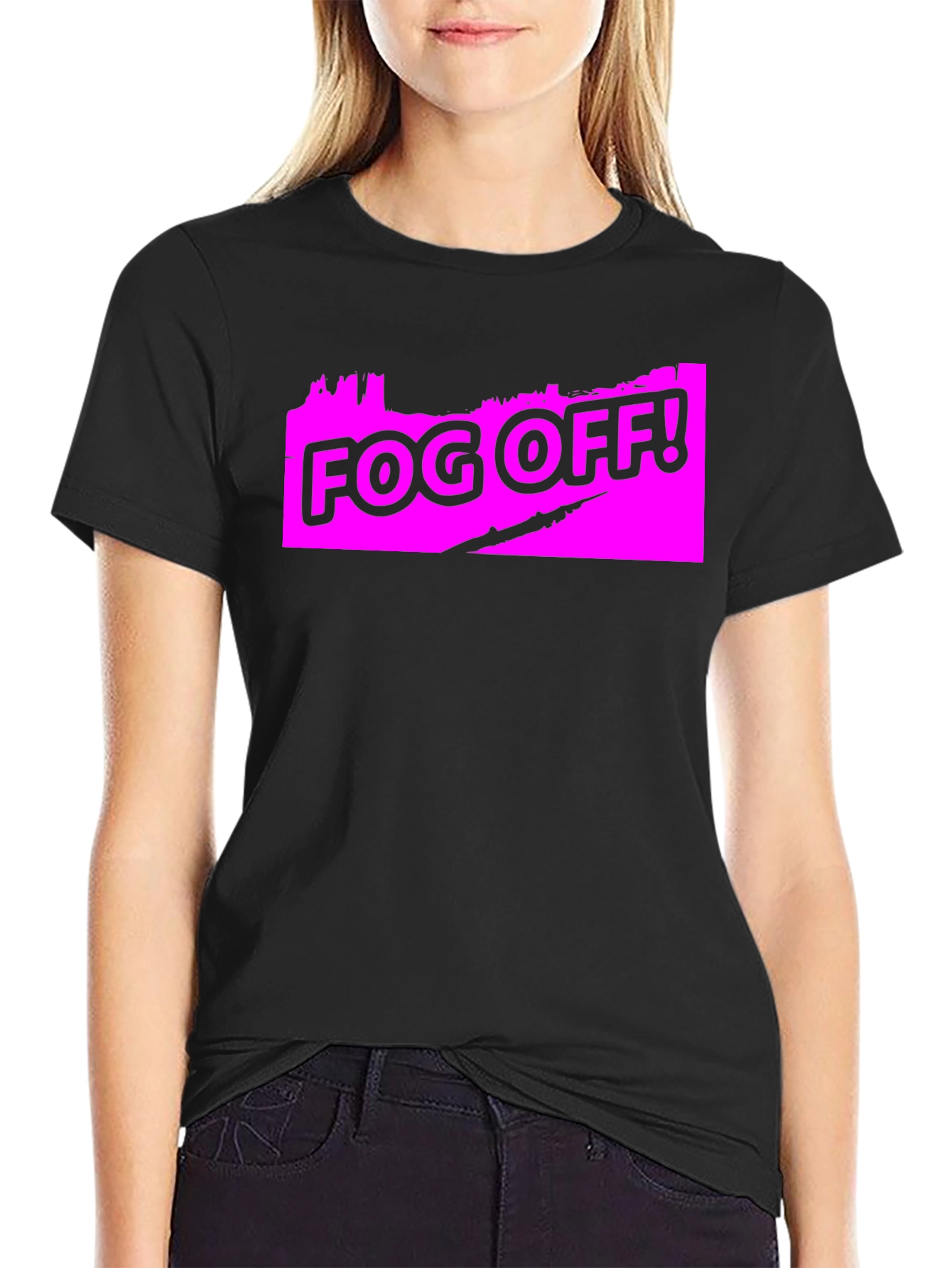 Fog Off! Graphic Print Black T-Shirt