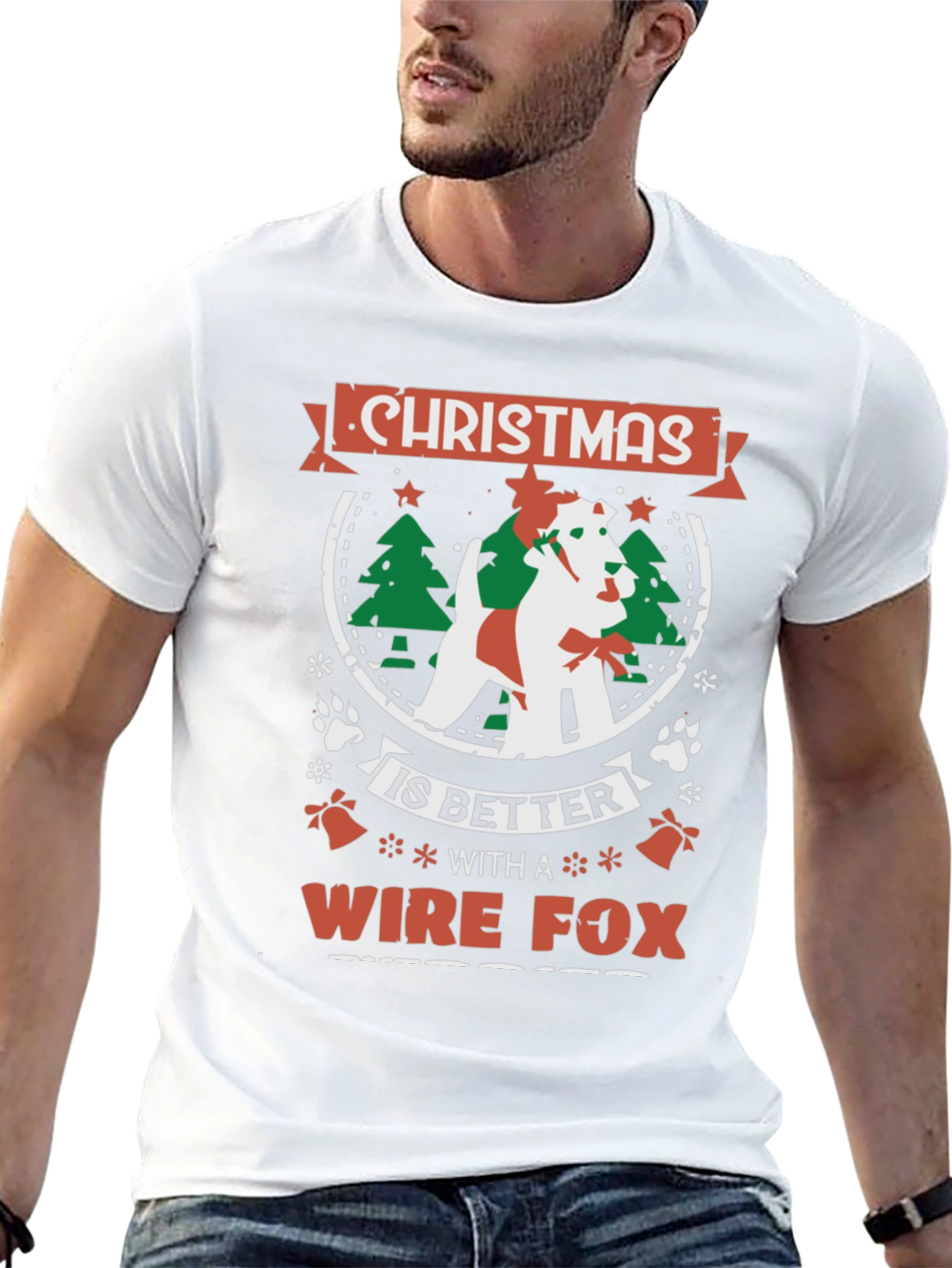 Christmas Wire Fox Terrier Dog T-Shirt