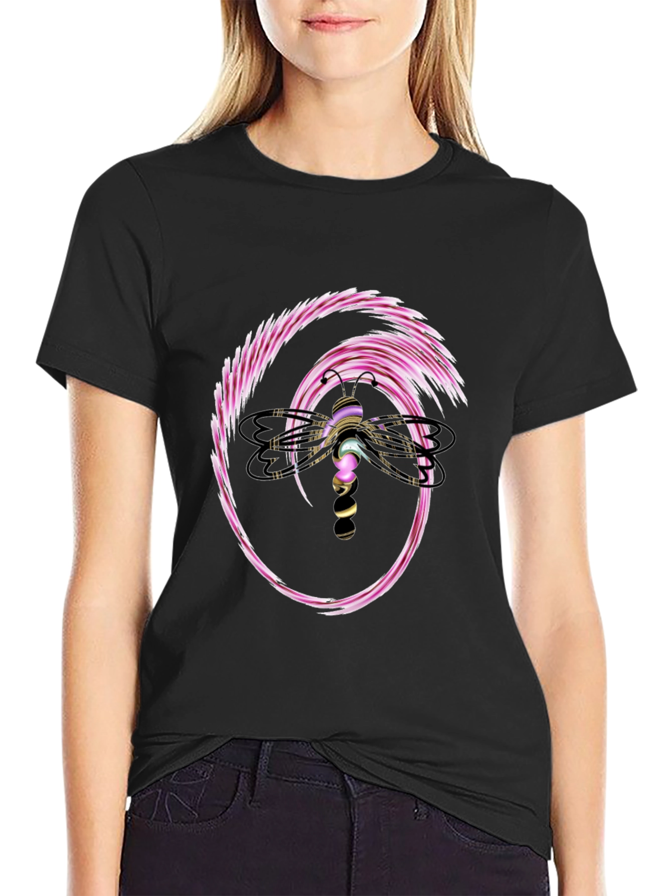 Dragonfly Graphic Black T-Shirt