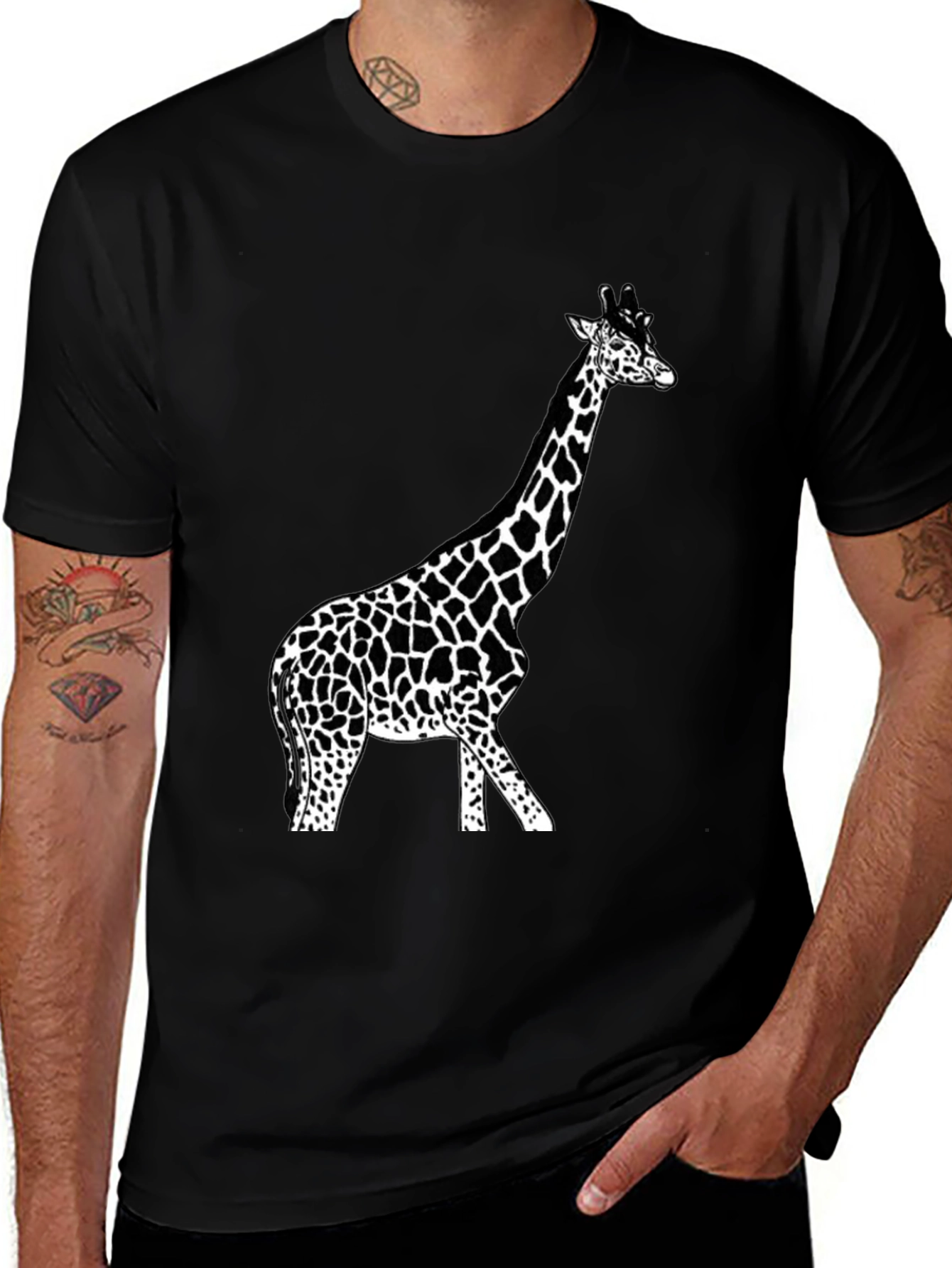 Giraffe Graphic Tee - Unisex Black T-Shirt