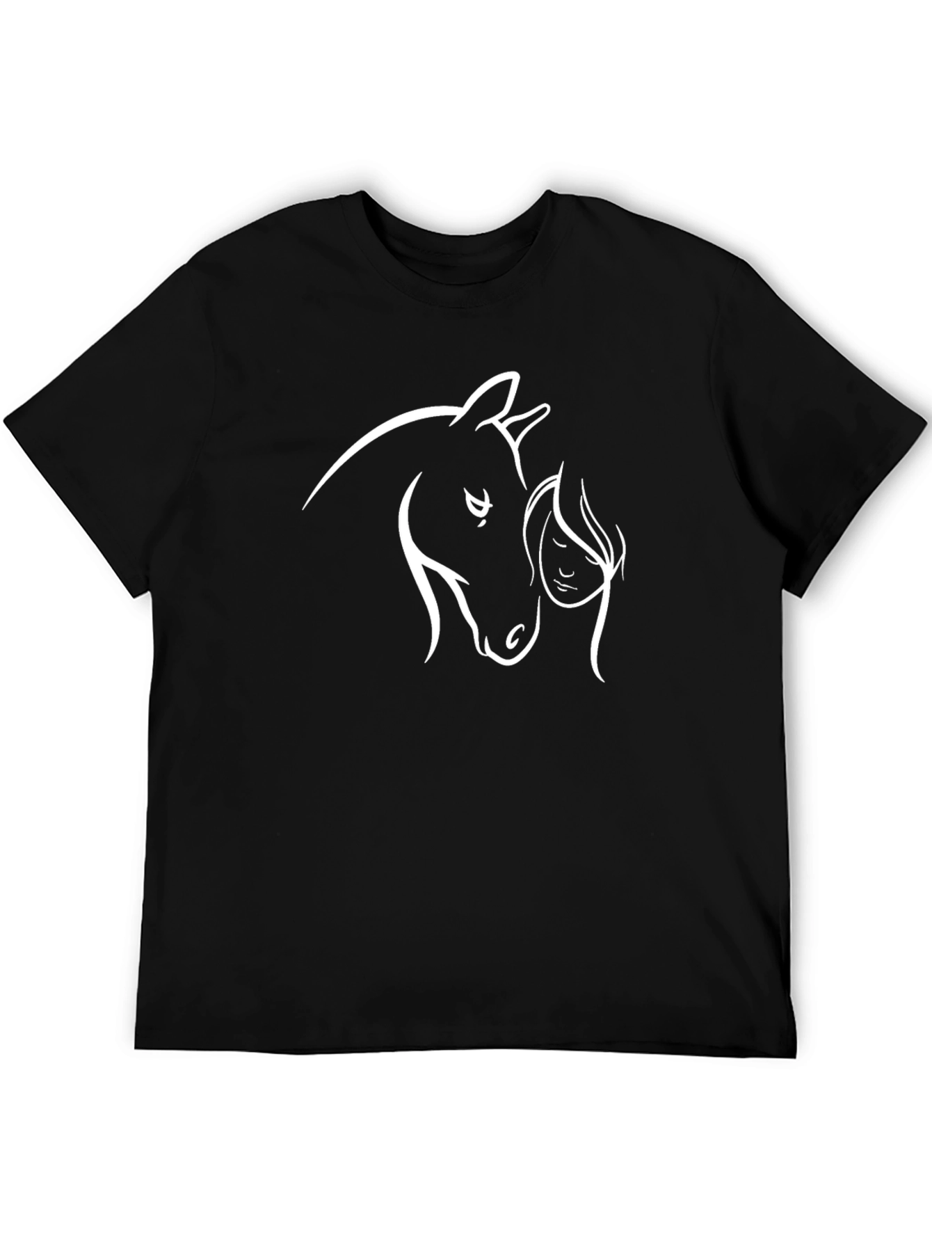 Horse and Girl Graphic Tee - Black Casual Shirt