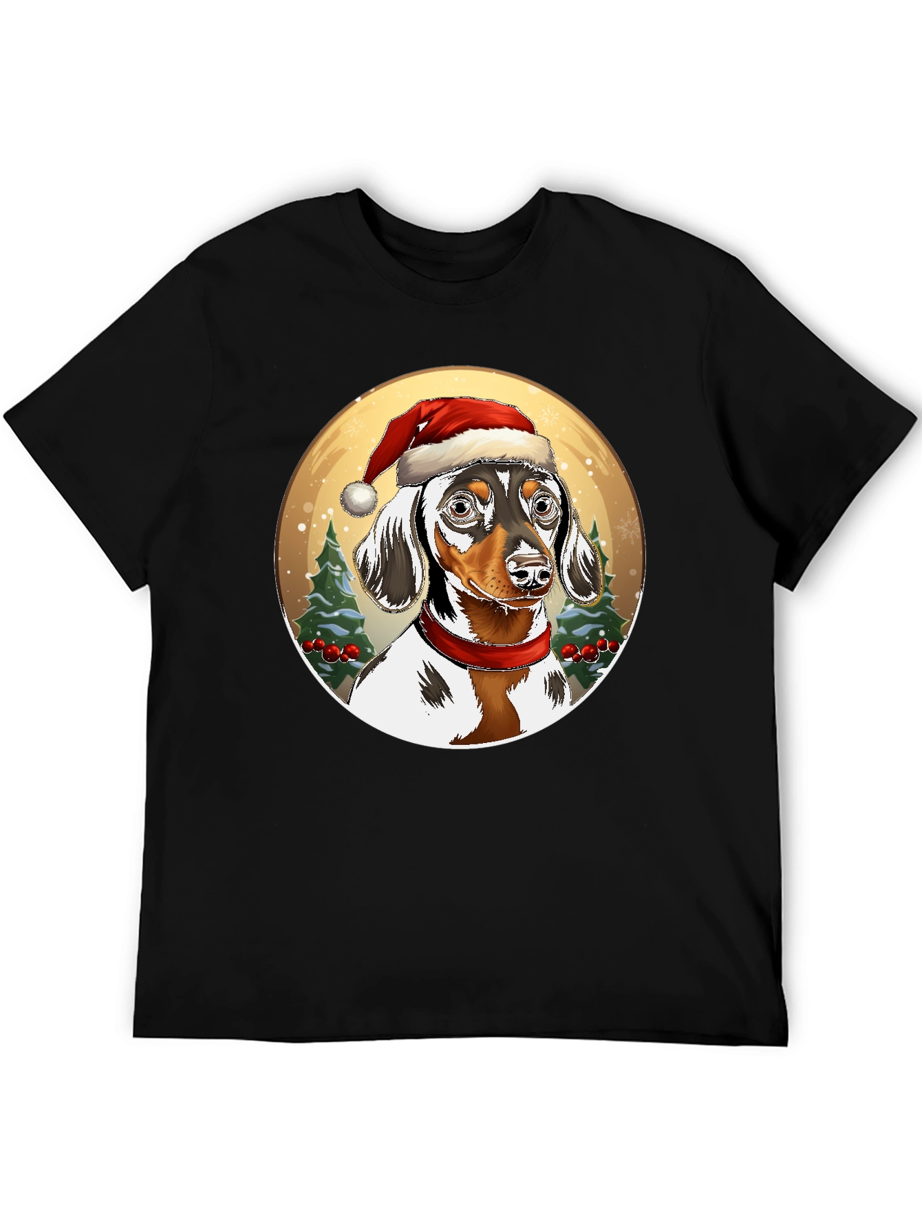 Dachshund Christmas T-Shirt - Dog Santa Hat Tee